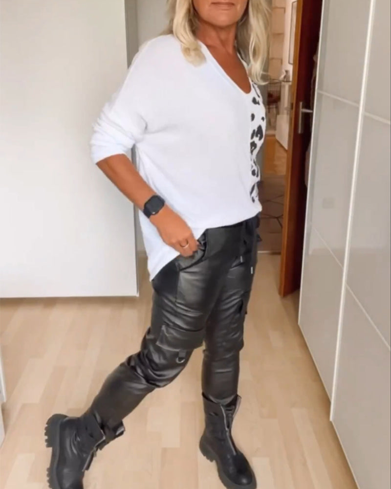 V Neck Color Block Top