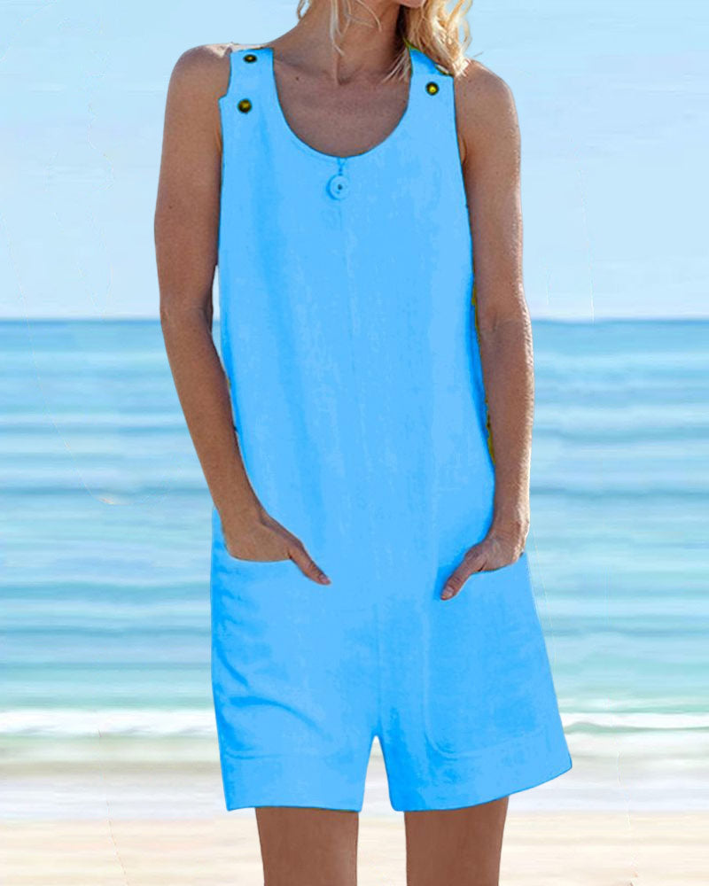 Solid Color Casual Jumpsuit