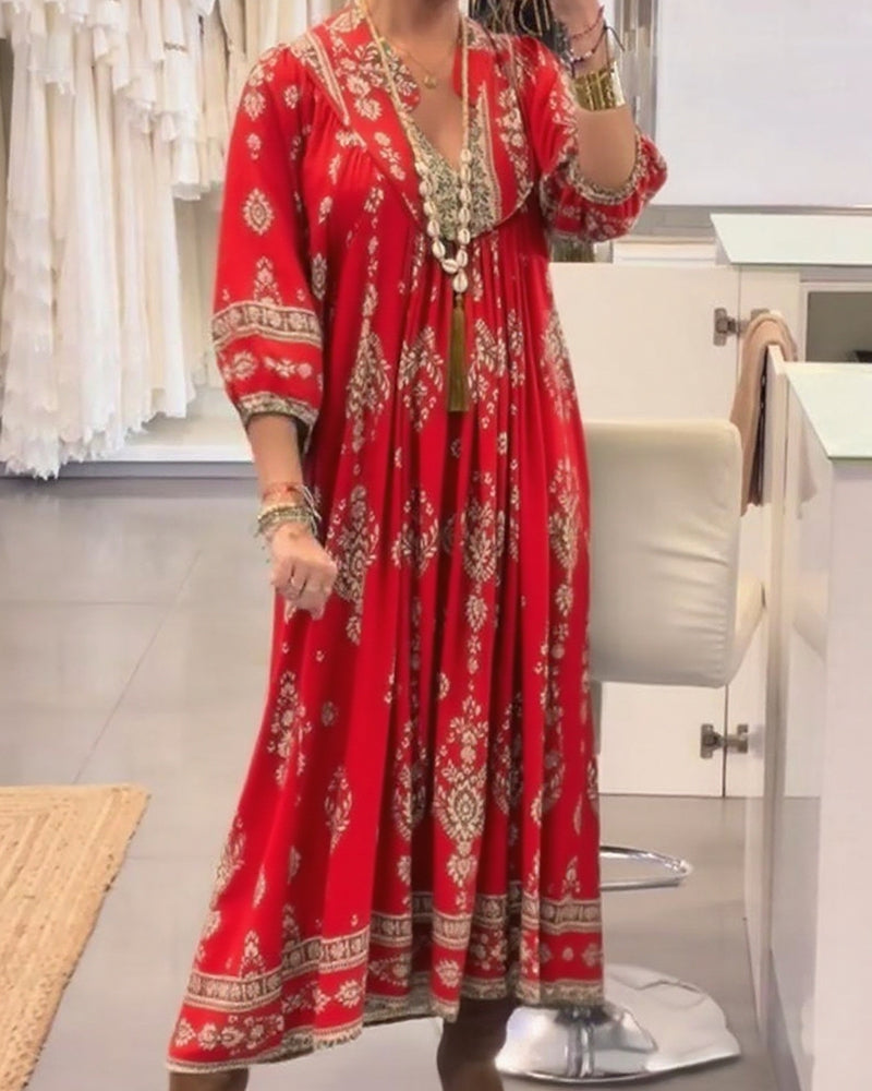 Casual Print Loose Pocket Dress