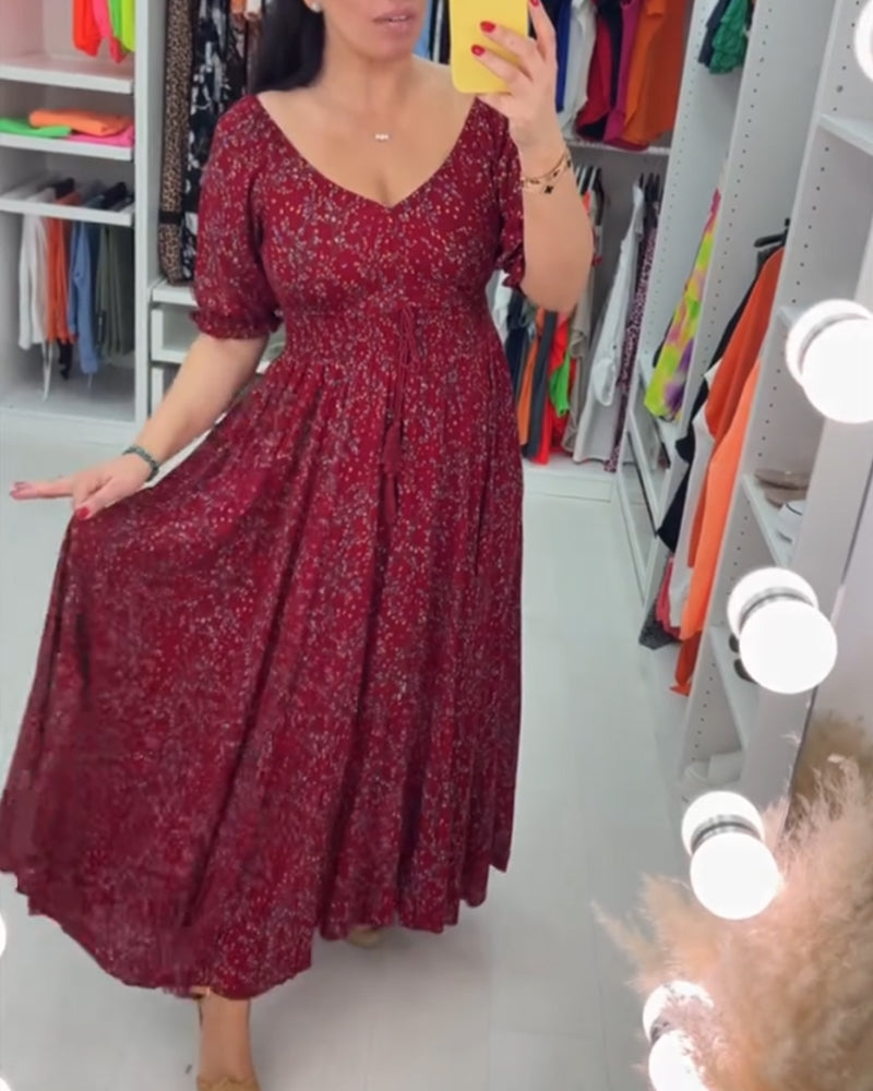 Printed v-neck maxi dress