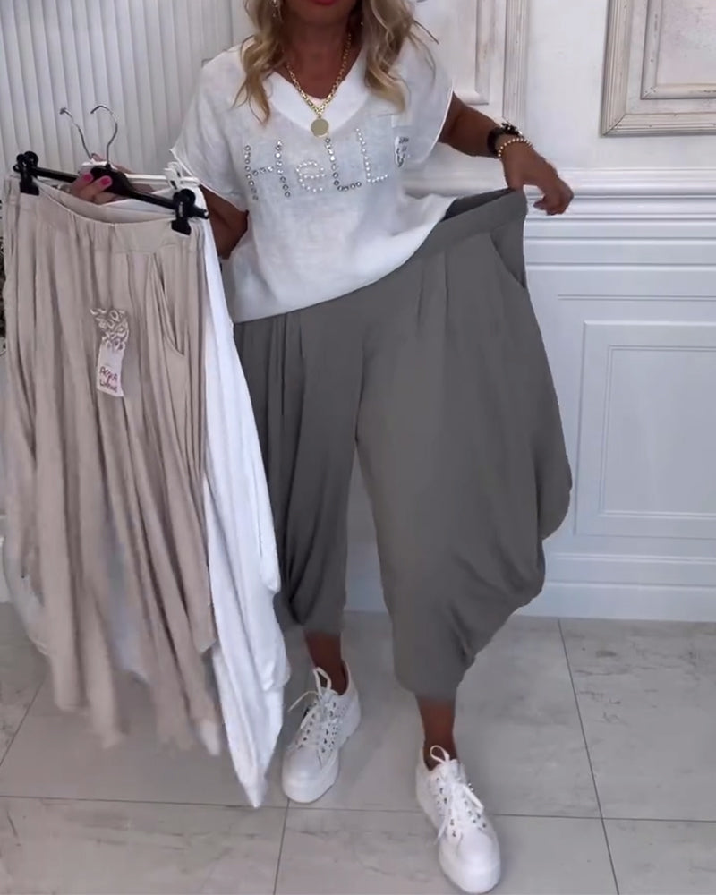 Solid Color Bloomers Casual Pants