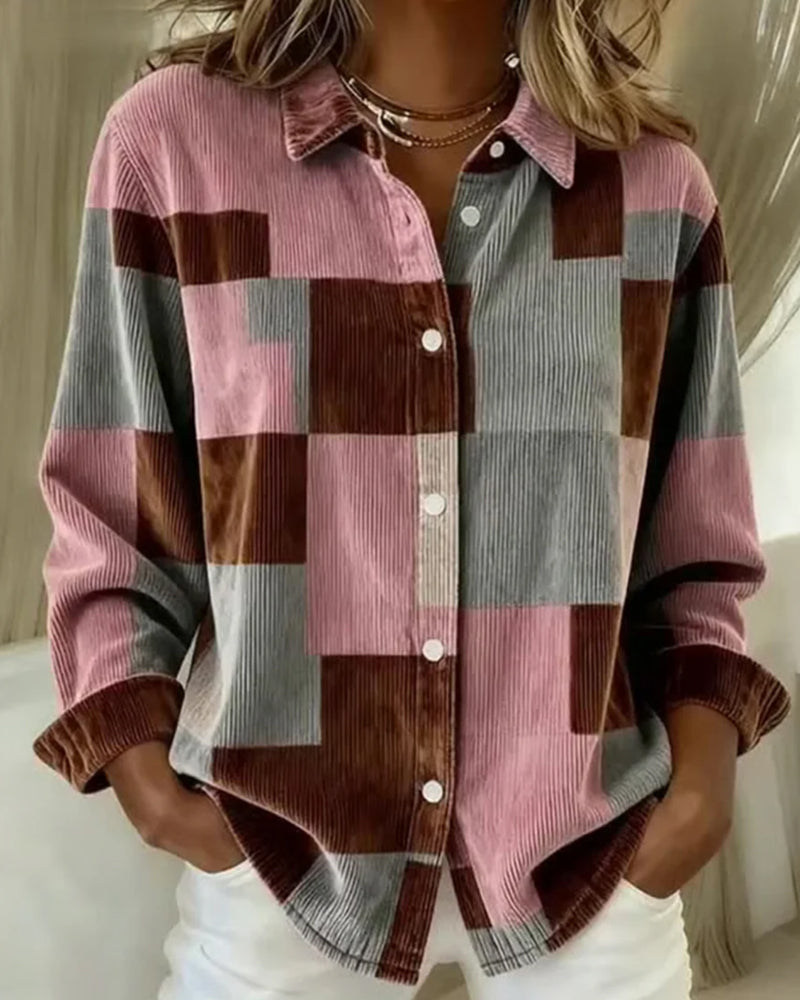 Corduroy Lapel Fashionable Shirt