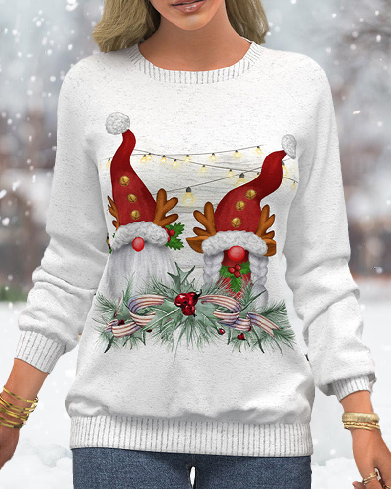 Christmas sweater with snowflake print and raglan sleeves