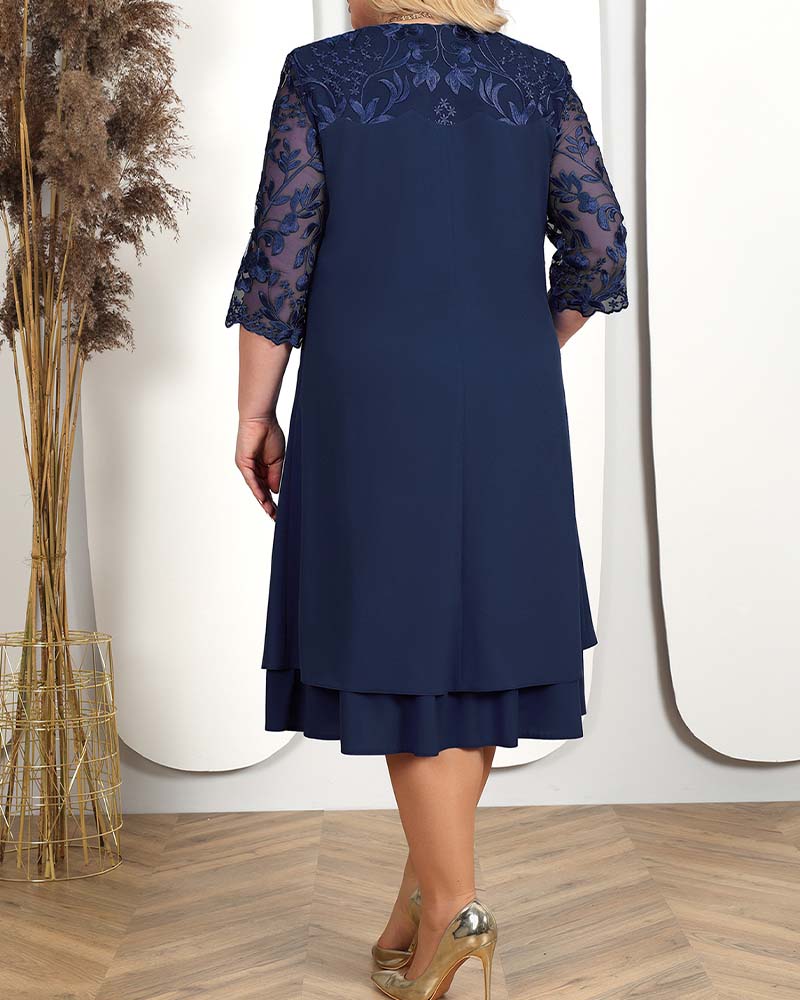 Casual Loose Embroidered Chiffon Dress