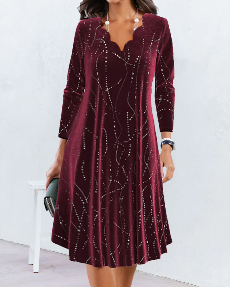 V-neck long-sleeve elegant dress