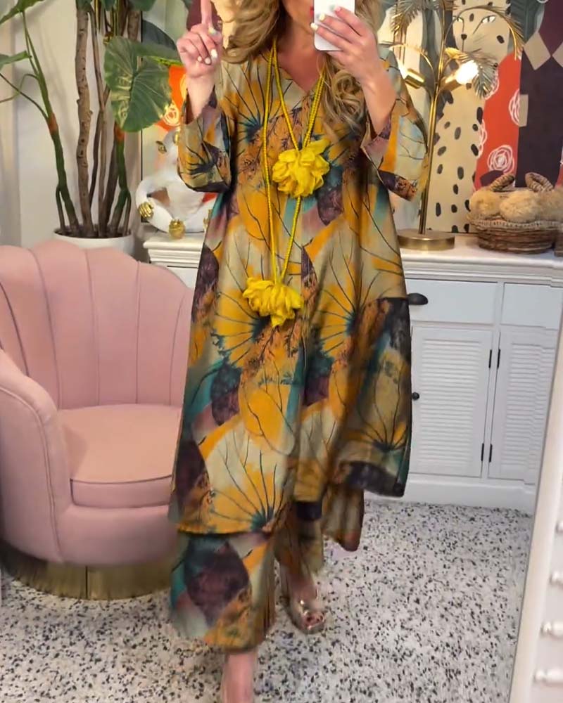 Retro loose print casual set