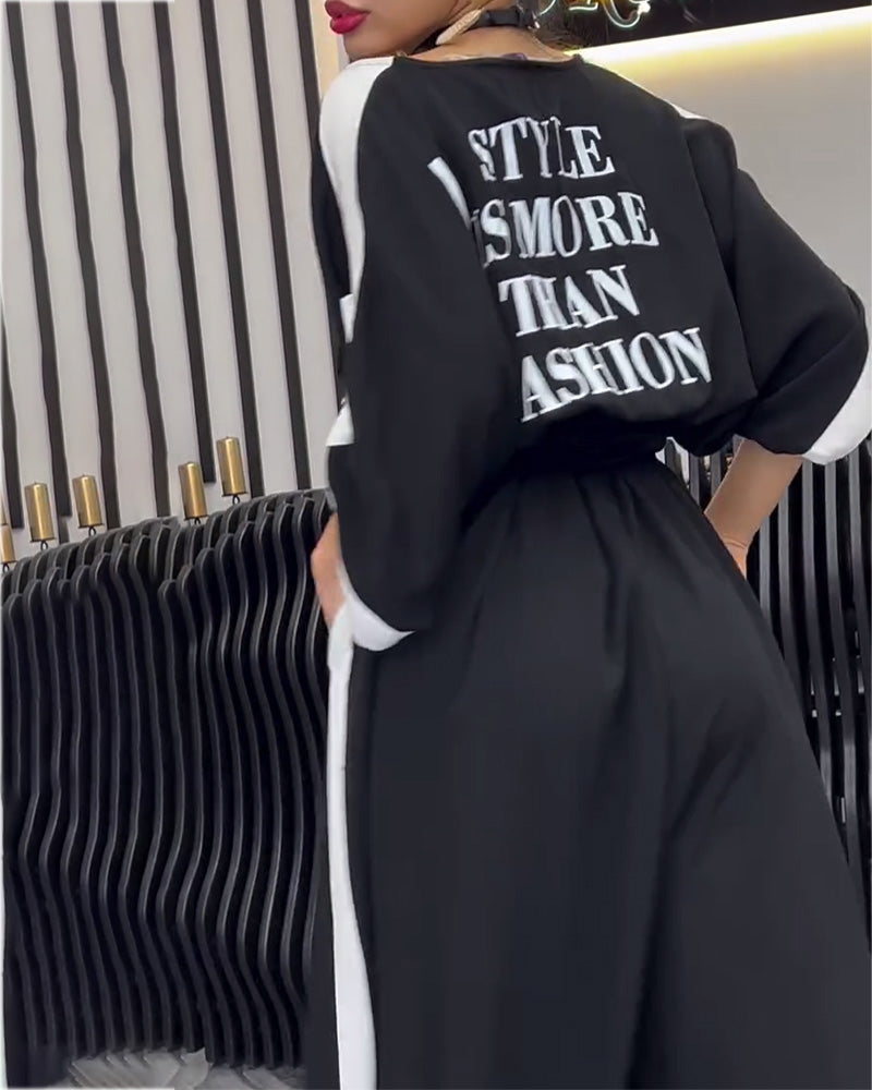 V-Neck Irregular Loose Trousers Suit