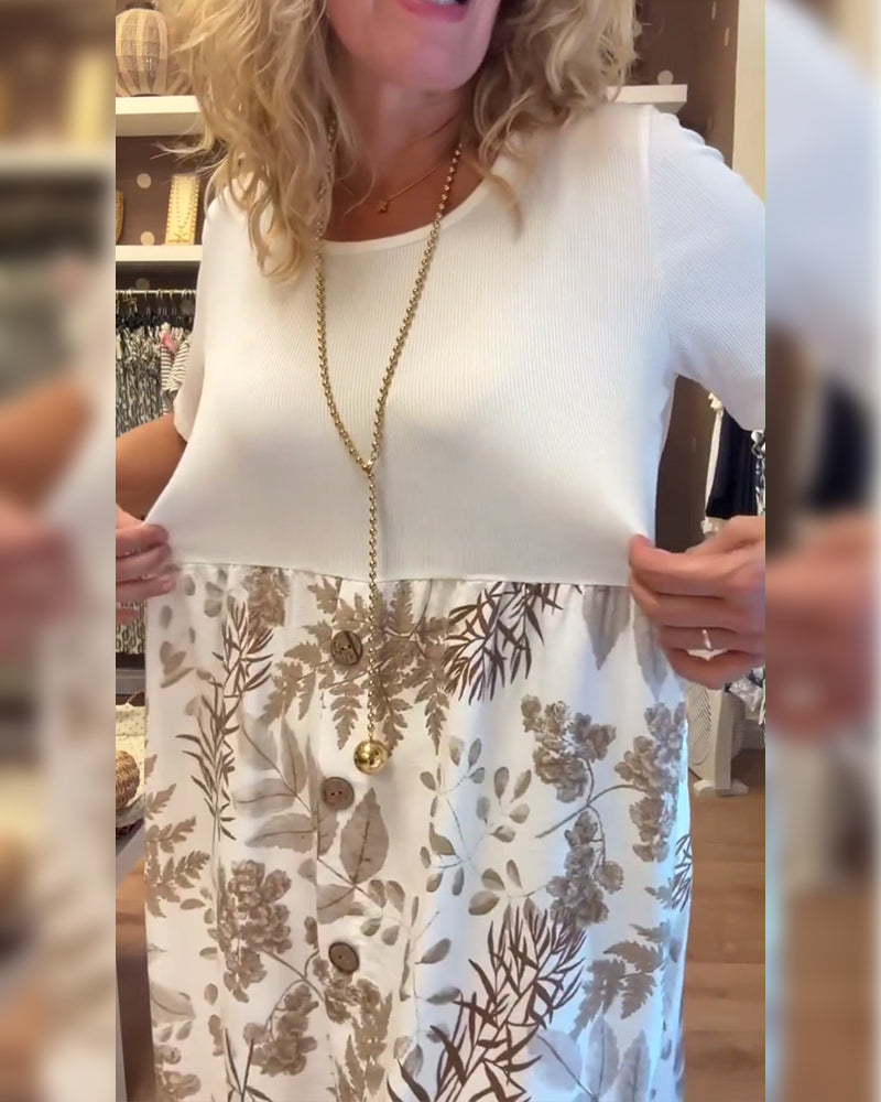 Casual Temperament Printed Round Neck Dress