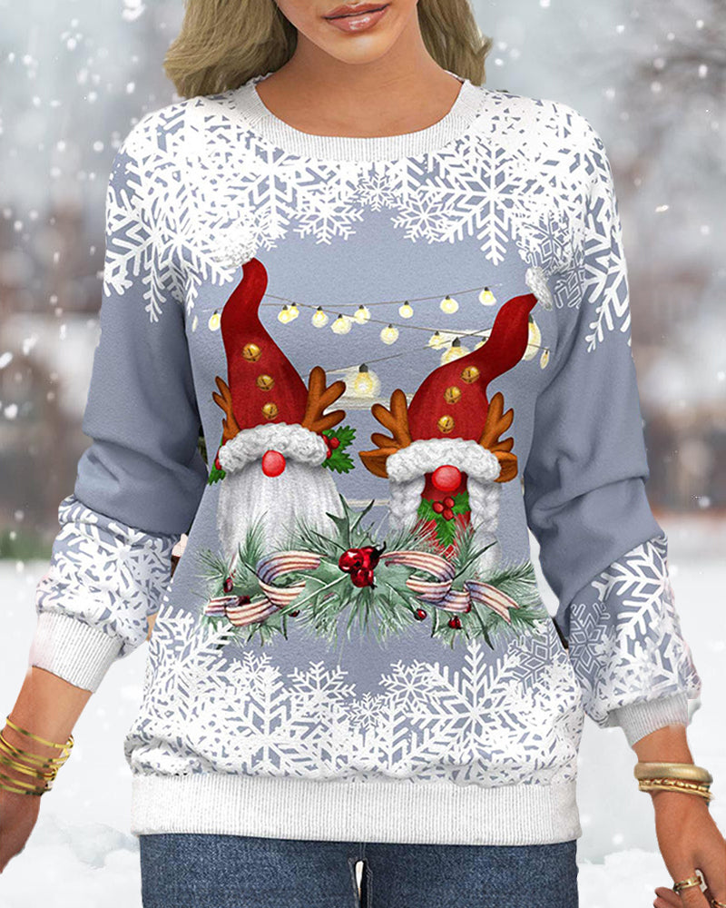 Christmas sweater with snowflake print and raglan sleeves