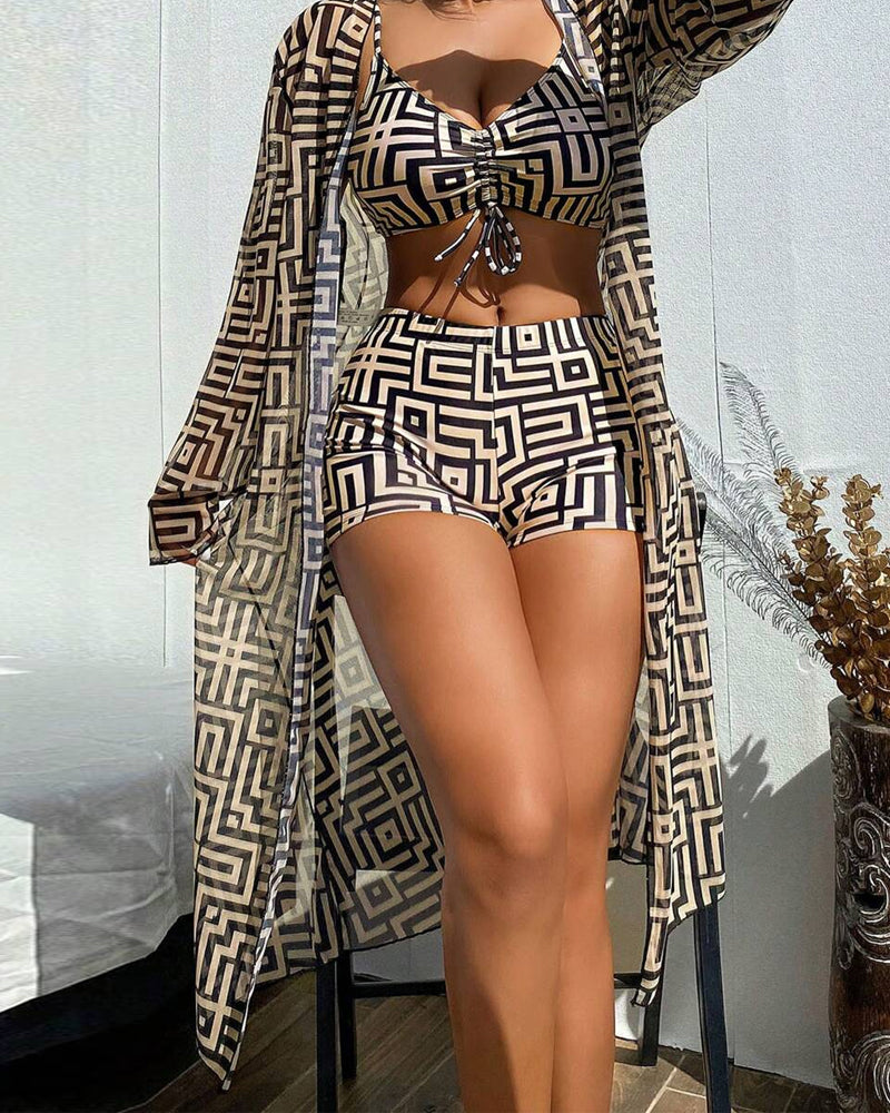 High Waist Three-Piece Swimsuit