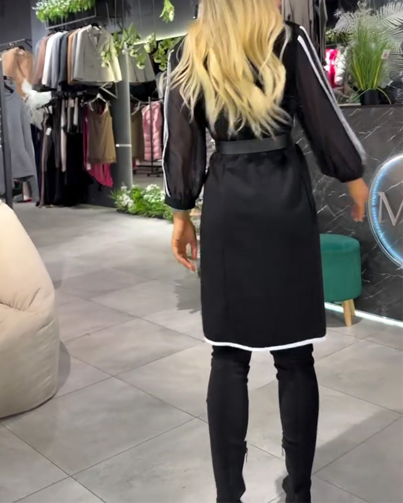 Contrast Color Slimming Straight Dress