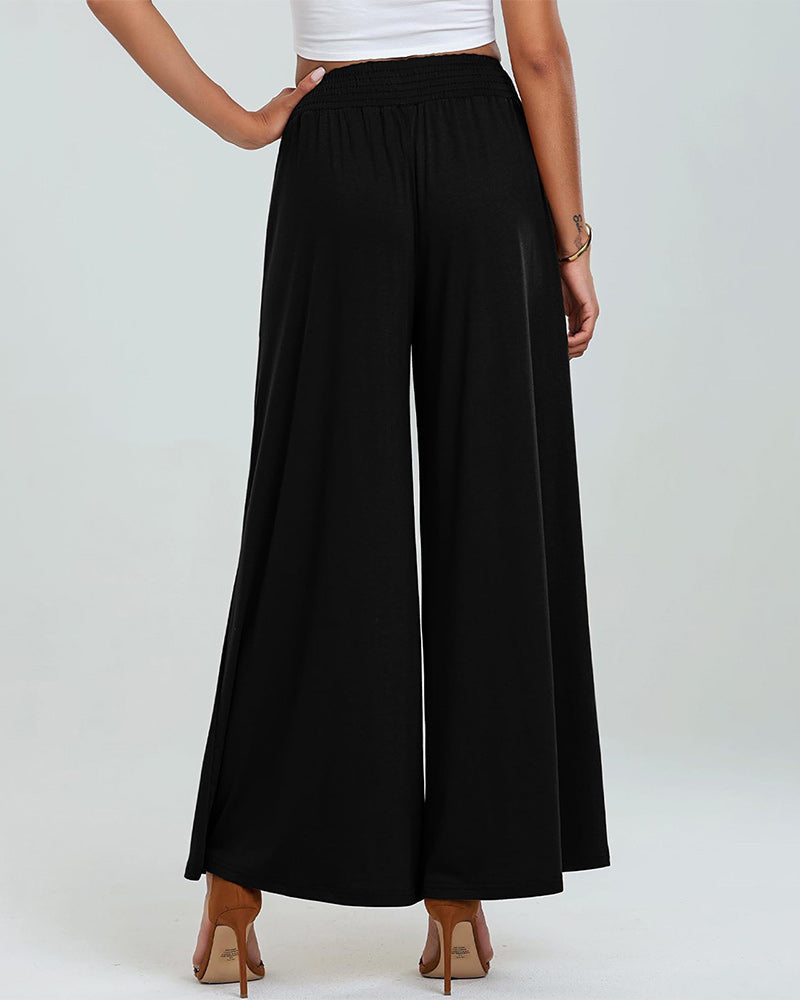 Pocket Elastic Waist Bootcut Pants