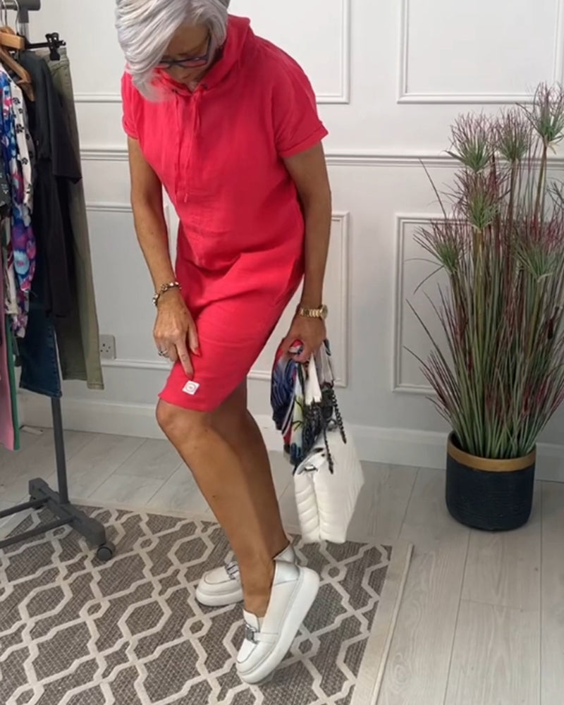 Hooded short sleeve casual dress