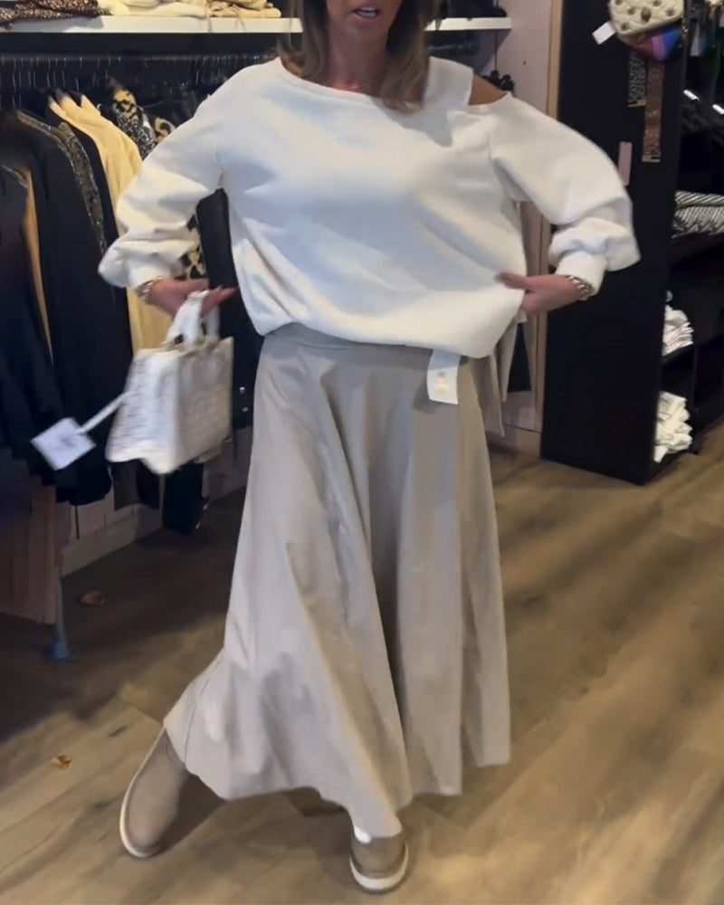 Cold Shoulder Simple Sweatshirt