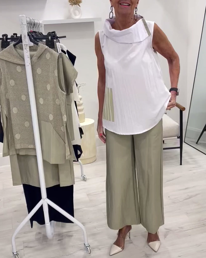 Sleeveless Wide Collar Fashion Suit