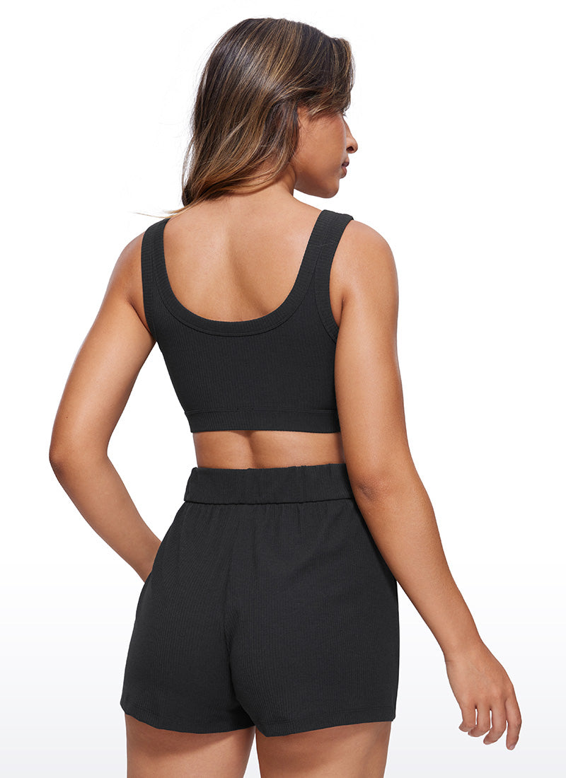 Ribbed U Back Sports Bra