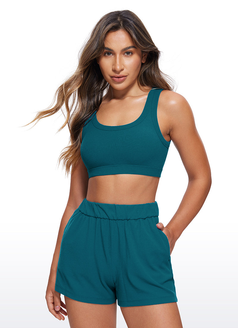 Ribbed U Back Sports Bra