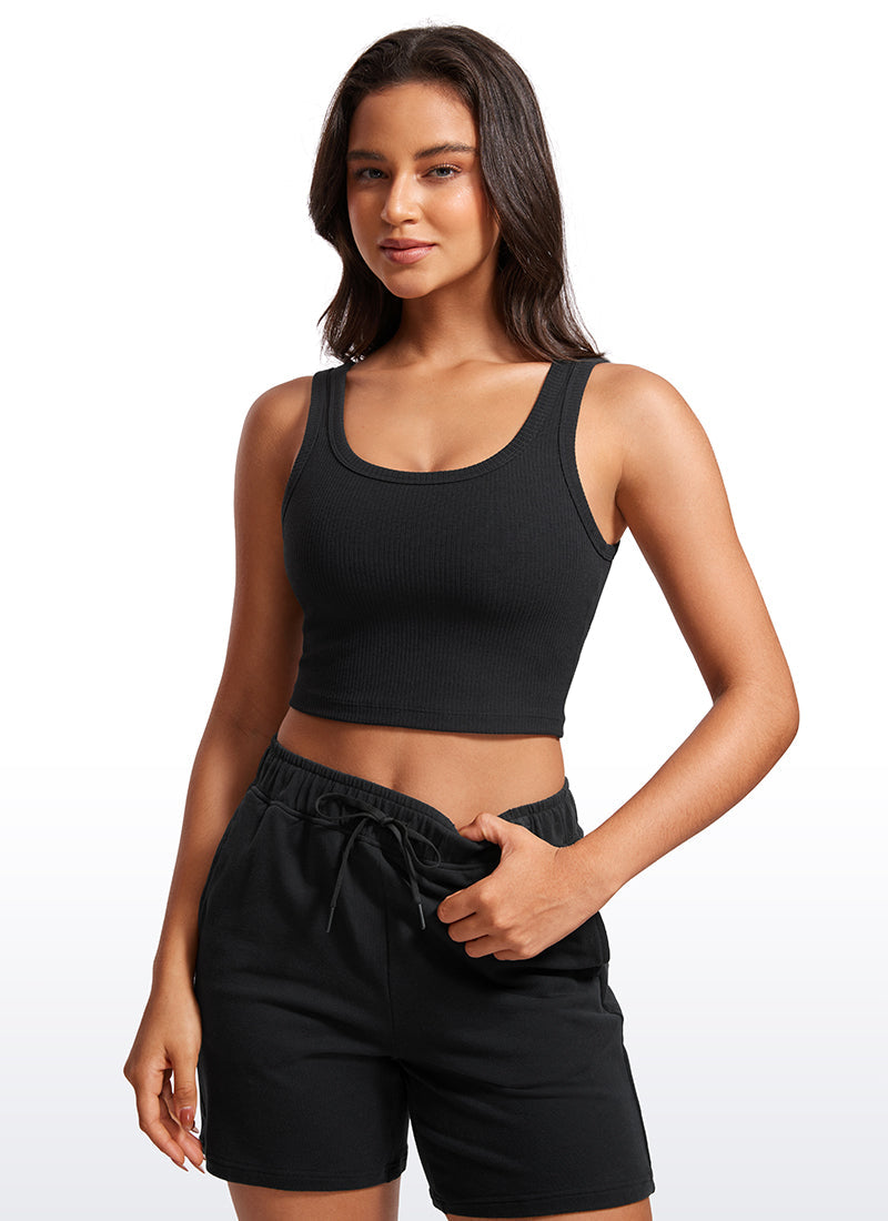 Ribbed U Neck Built in Bra Tank