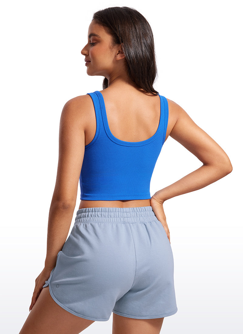 Ribbed U Neck Built in Bra Tank