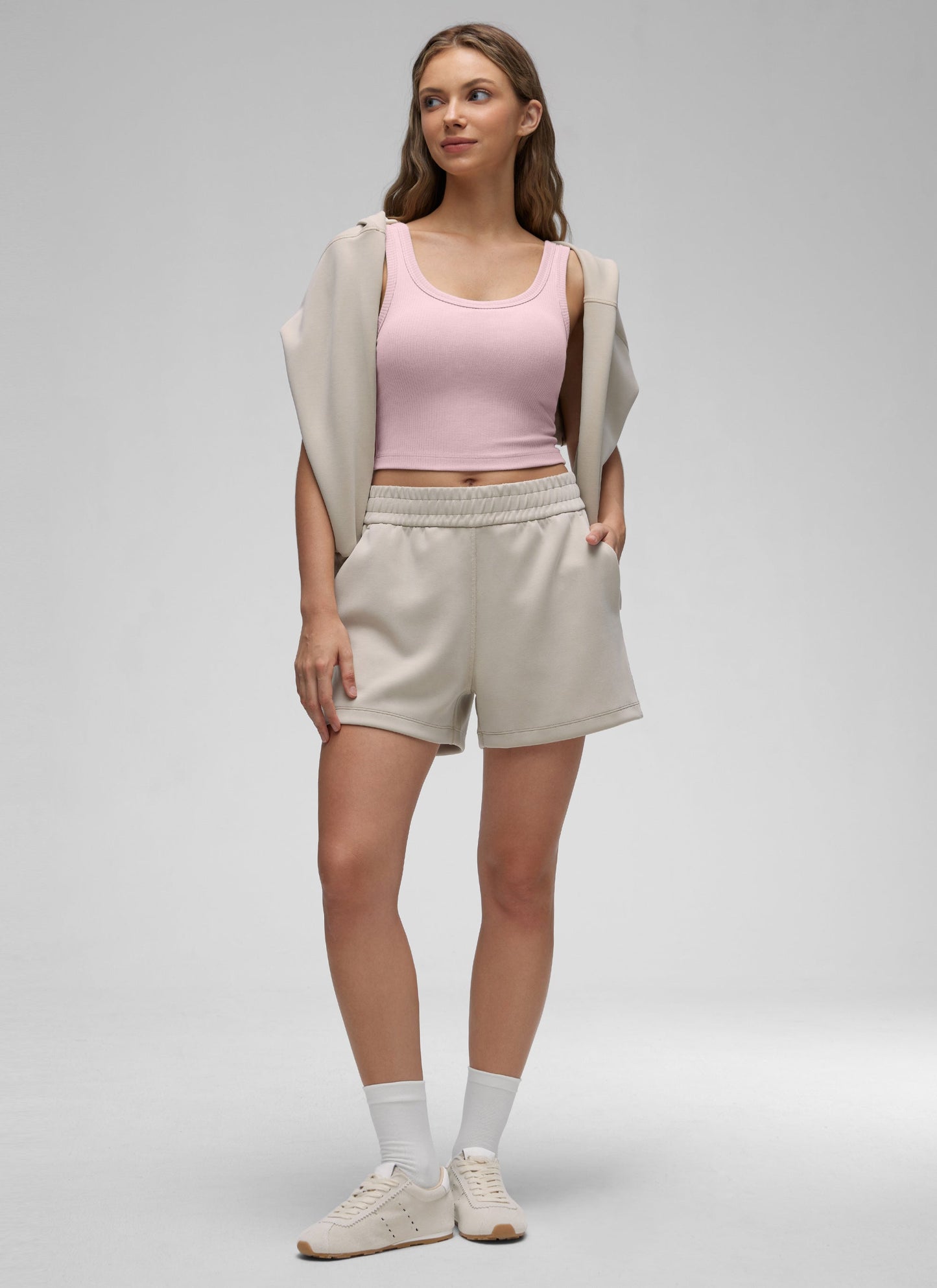 Ribbed U Neck Built in Bra Tank