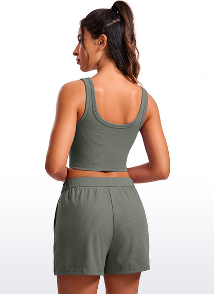 Ribbed U Neck Built in Bra Tank