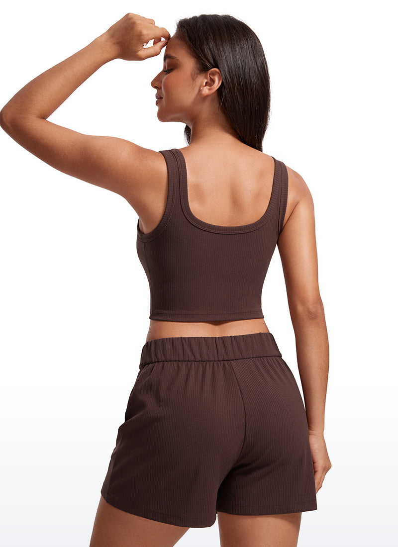 Ribbed U Neck Built in Bra Tank