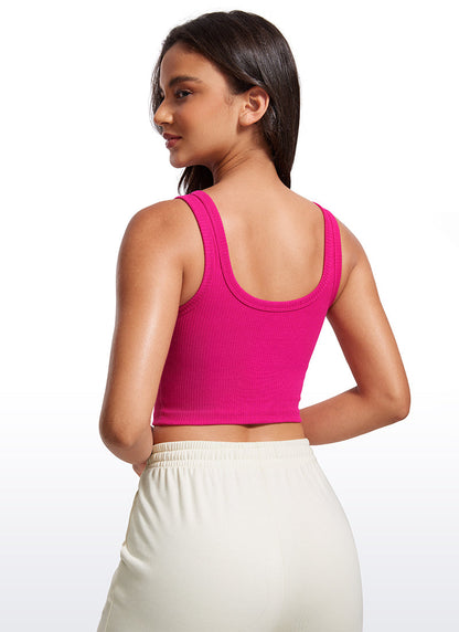 Ribbed U Neck Built in Bra Tank