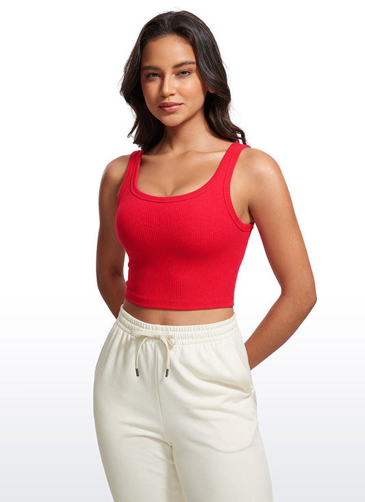 Ribbed U Neck Built in Bra Tank