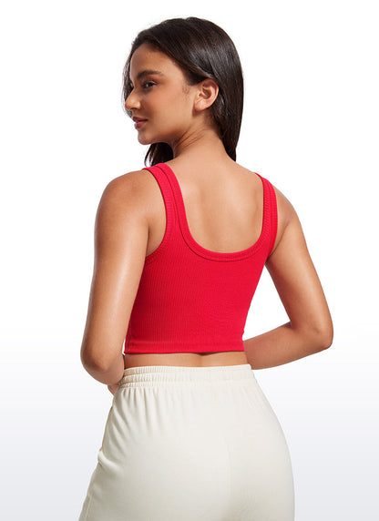 Ribbed U Neck Built in Bra Tank