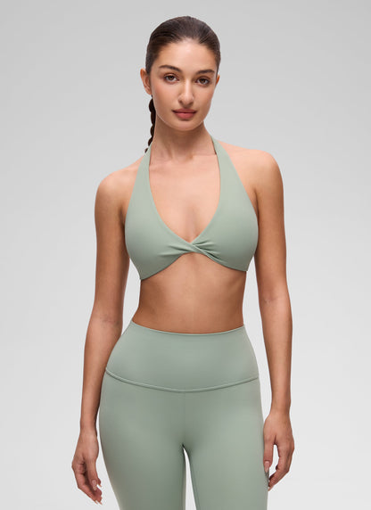 Butterluxe Double Lined Twist Halter Sports Bra