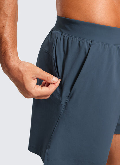 Lightweight Stretchy Athletic Workout Shorts with Zipper Pocket 5''