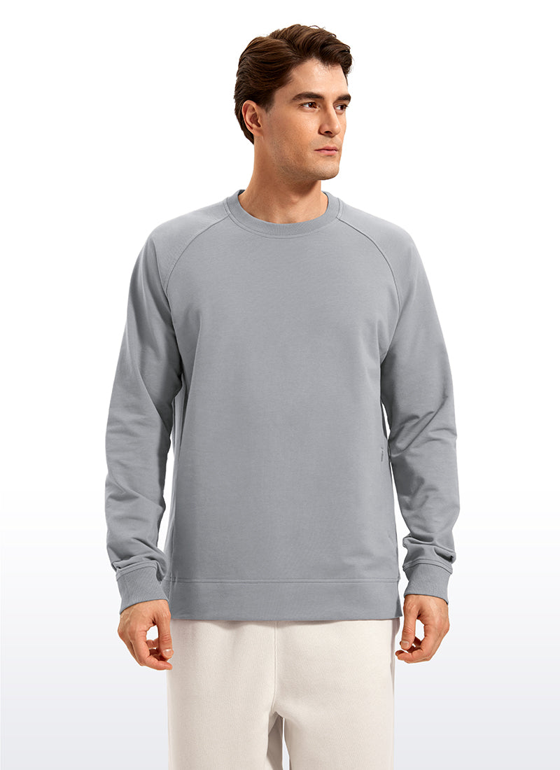 French Terry Pullover Sweatshirts with Zip Pockets