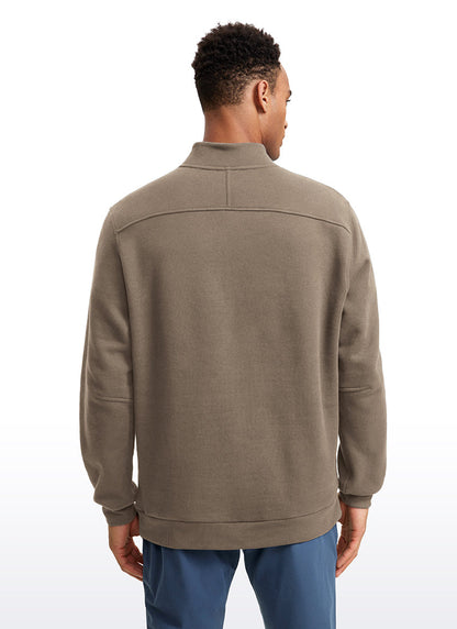 Fleece Lined Half Zip Sweatshirts Mock Neck