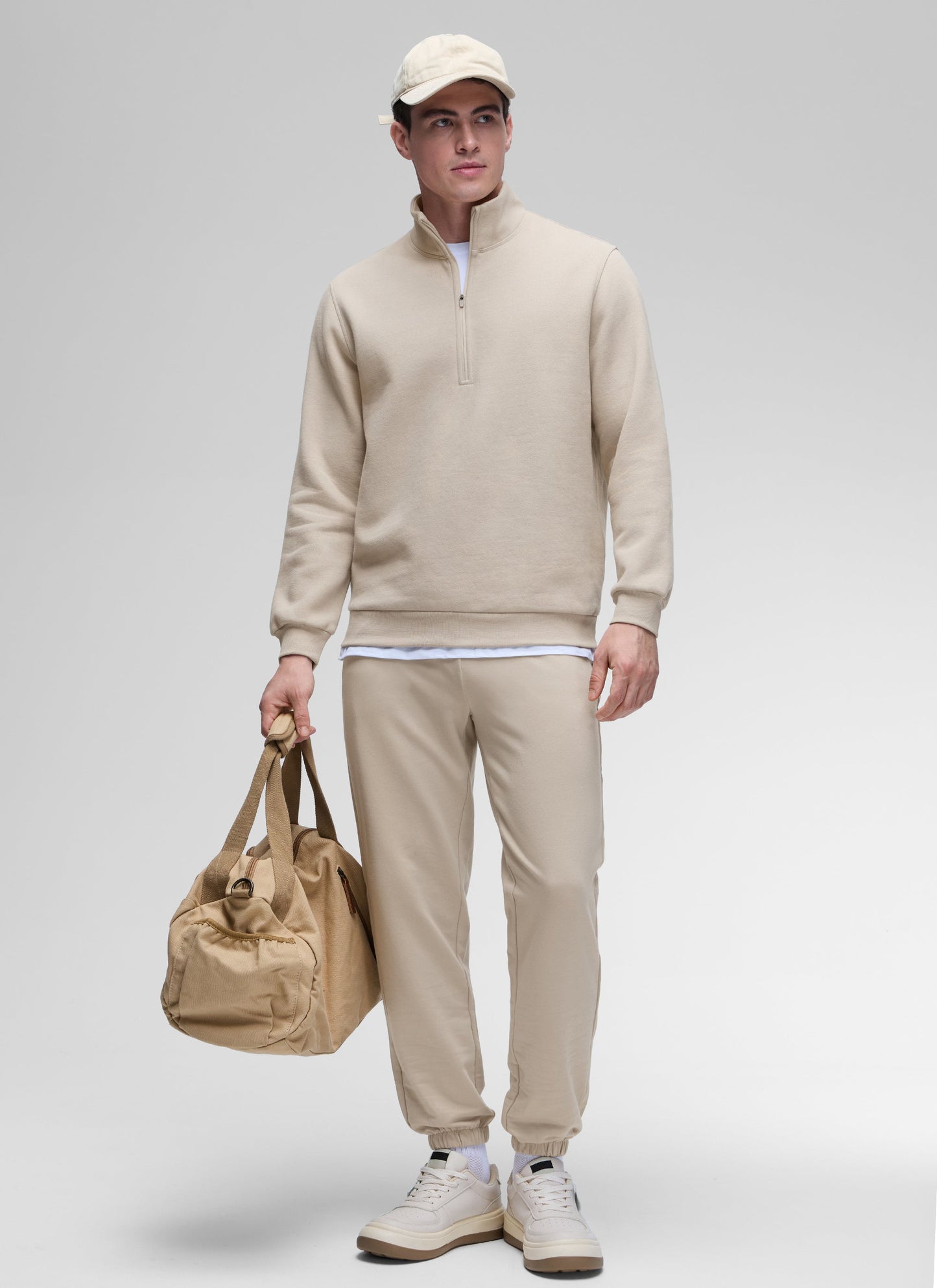 Fleece Lined Half Zip Sweatshirts Mock Neck