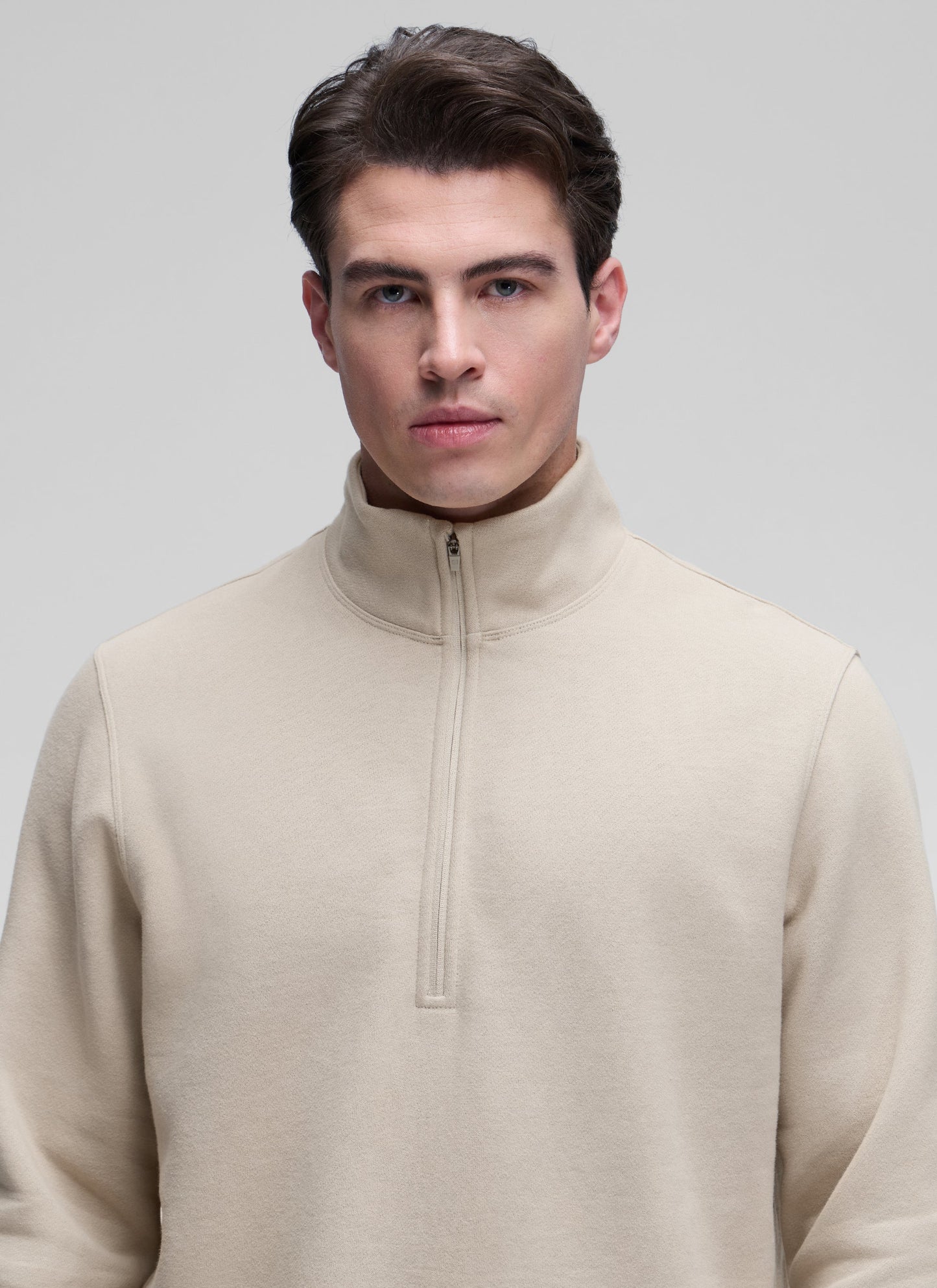 Fleece Lined Half Zip Sweatshirts Mock Neck