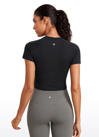 Seamless Crew Neck Cropped Short Sleeve