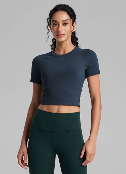 Seamless Crew Neck Cropped Short Sleeve