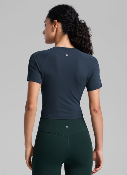 Seamless Crew Neck Cropped Short Sleeve