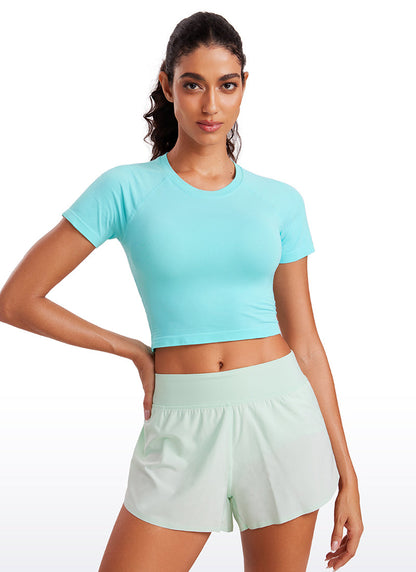 Seamless Crew Neck Cropped Short Sleeve