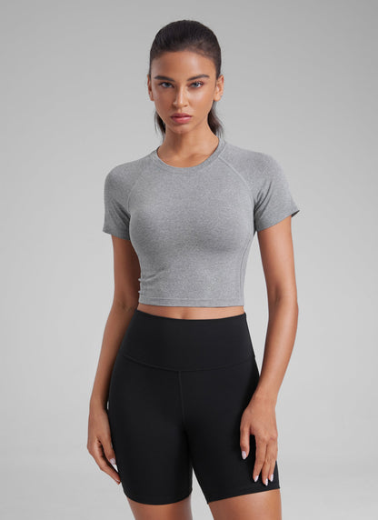 Seamless Crew Neck Cropped Short Sleeve