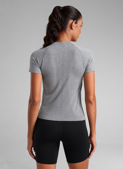 Seamless Waist Length Crewneck Short Sleeve
