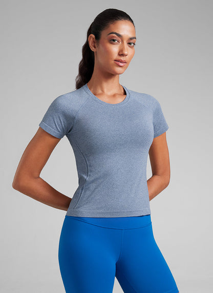 Seamless Waist Length Crewneck Short Sleeve