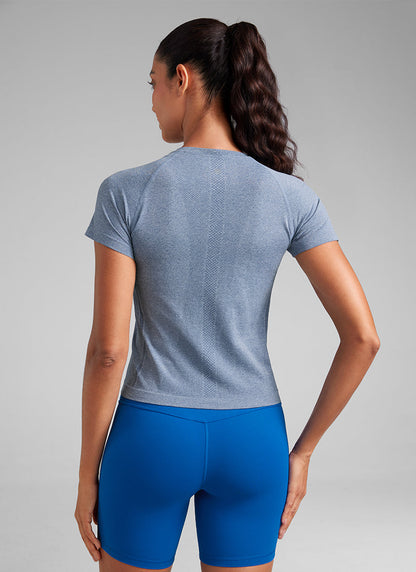 Seamless Waist Length Crewneck Short Sleeve