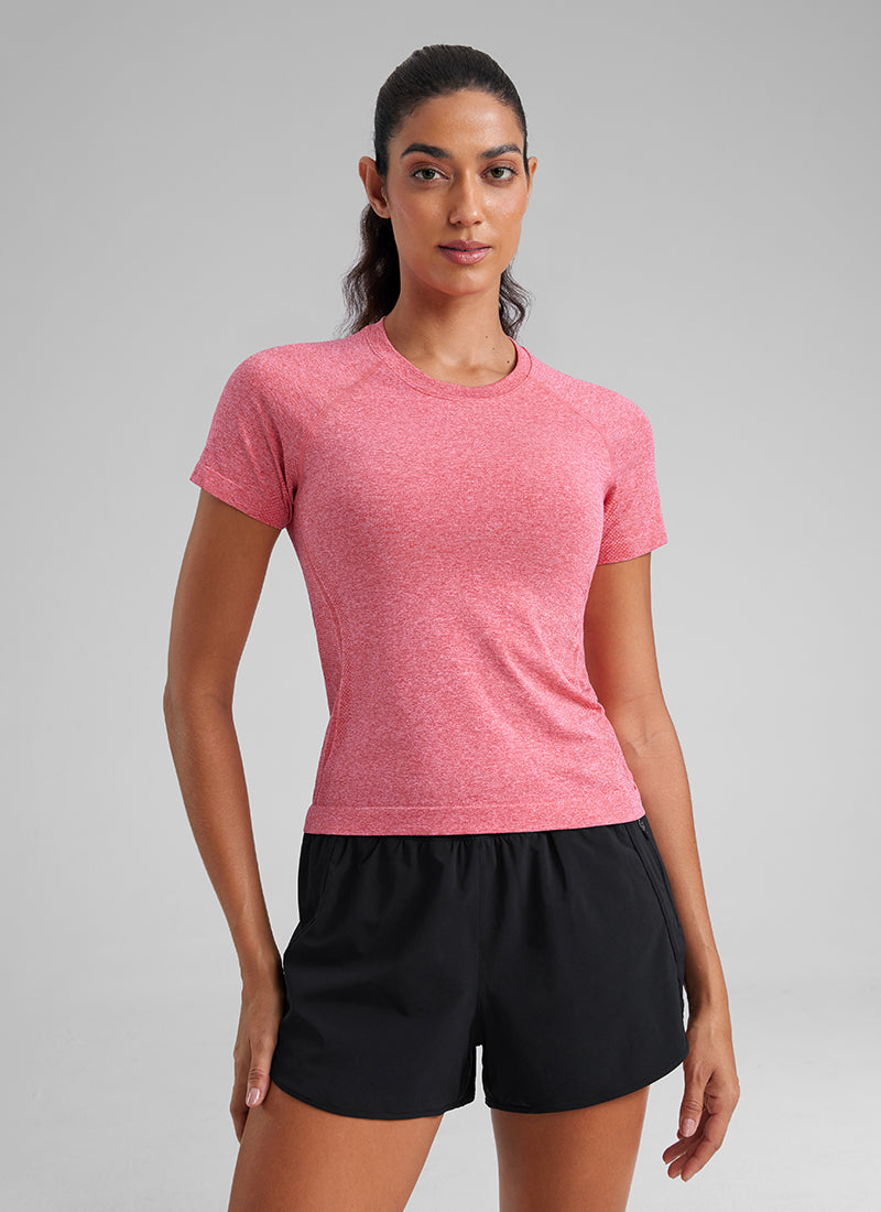 Seamless Waist Length Crewneck Short Sleeve
