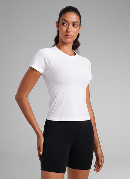 Seamless Waist Length Crewneck Short Sleeve
