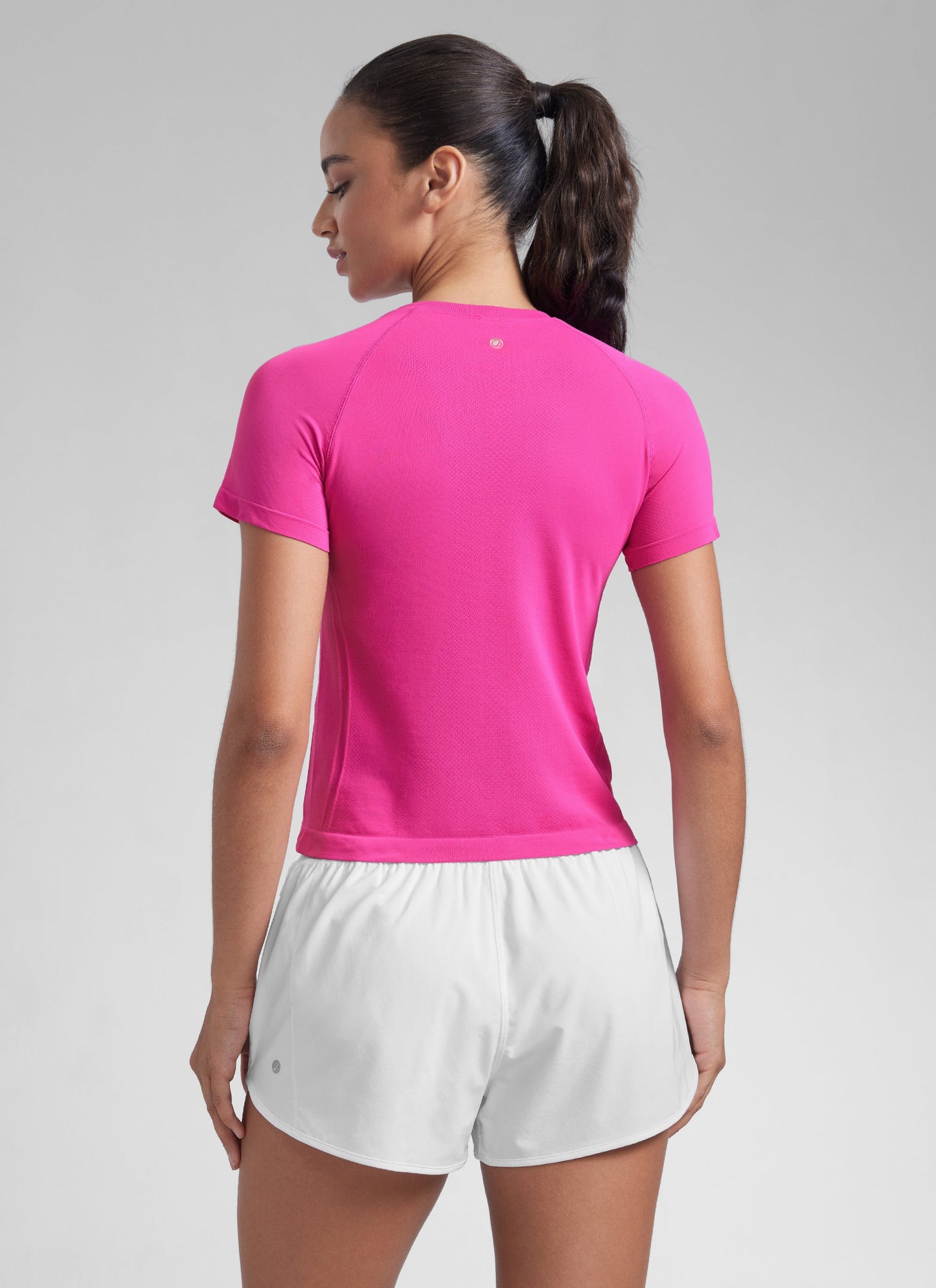 Seamless Waist Length Crewneck Short Sleeve