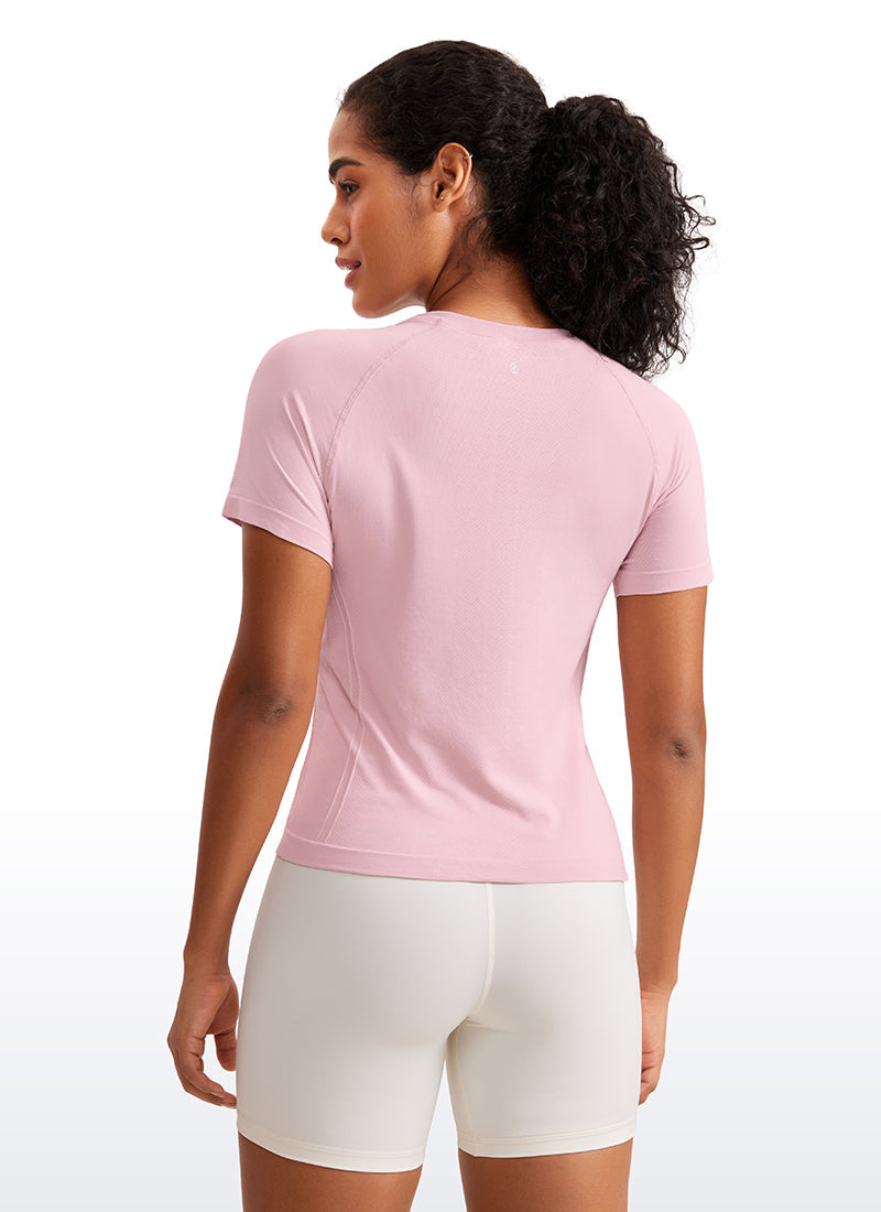 Seamless Waist Length Crewneck Short Sleeve