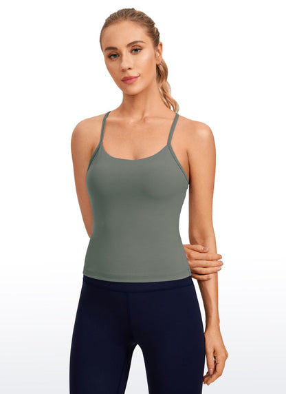 Butterluxe Waist Length Y Back Built in Bra Tank