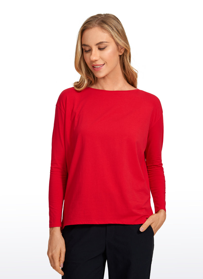Pima Cotton Boat Neck Long Sleeve