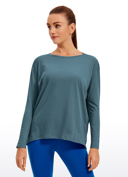 Pima Cotton Boat Neck Long Sleeve